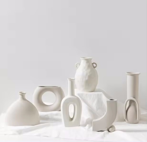 Creative White Ceramic Vase with Holes