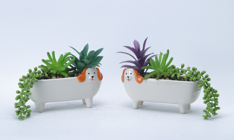 Square Flowerpot with Animal Elements