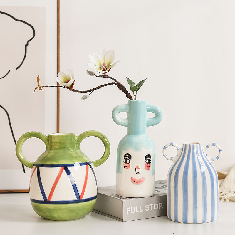 2024 Directly Factory Produce Ceramic Unique Fashion Design Ceramic Flower Vase Hand Painted