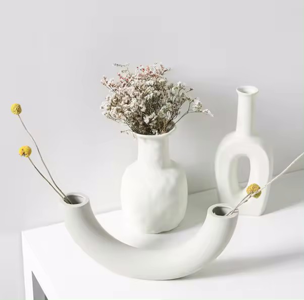 Creative White Ceramic Vase with Holes