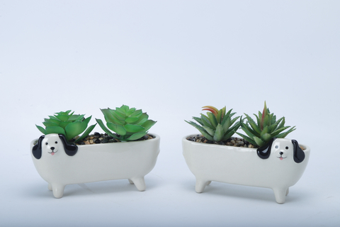Square Flowerpot with Animal Elements
