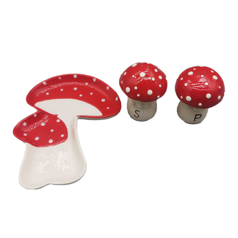 Mushrooms Ceramic Salt & Pepper Shakers