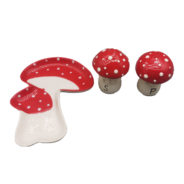 Mushrooms Ceramic Salt & Pepper Shakers