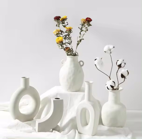 Creative White Ceramic Vase with Holes