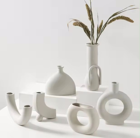 Creative White Ceramic Vase with Holes
