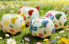 Ceramic Piggy Bank with Floral & Butterfly Design – Colorful Coin Saving Box for Kids & Home Decor